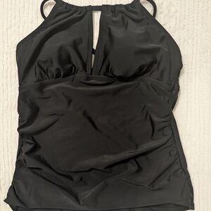 Kona Sol Tankini Swim Top, Black, Large.